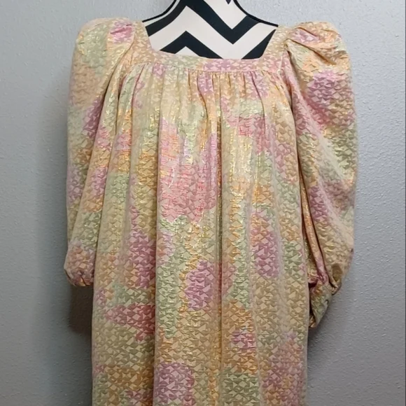 Mr. Larkin Pastel Ethereal Fairy Coquette Metallic Ode Sz S Midi Dress - Picture 4 of 15